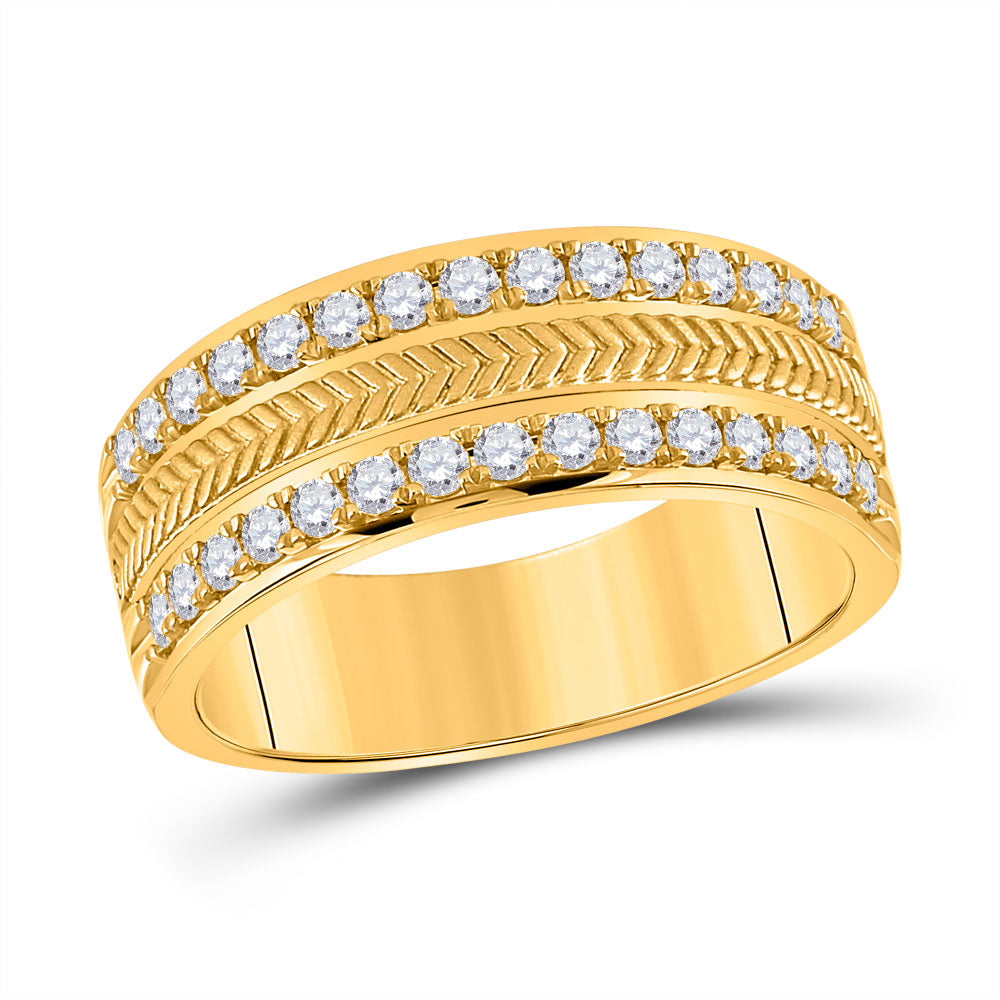 14kt Yellow Gold Mens Round Diamond Wedding Wheat Band Ring 3/4 Cttw