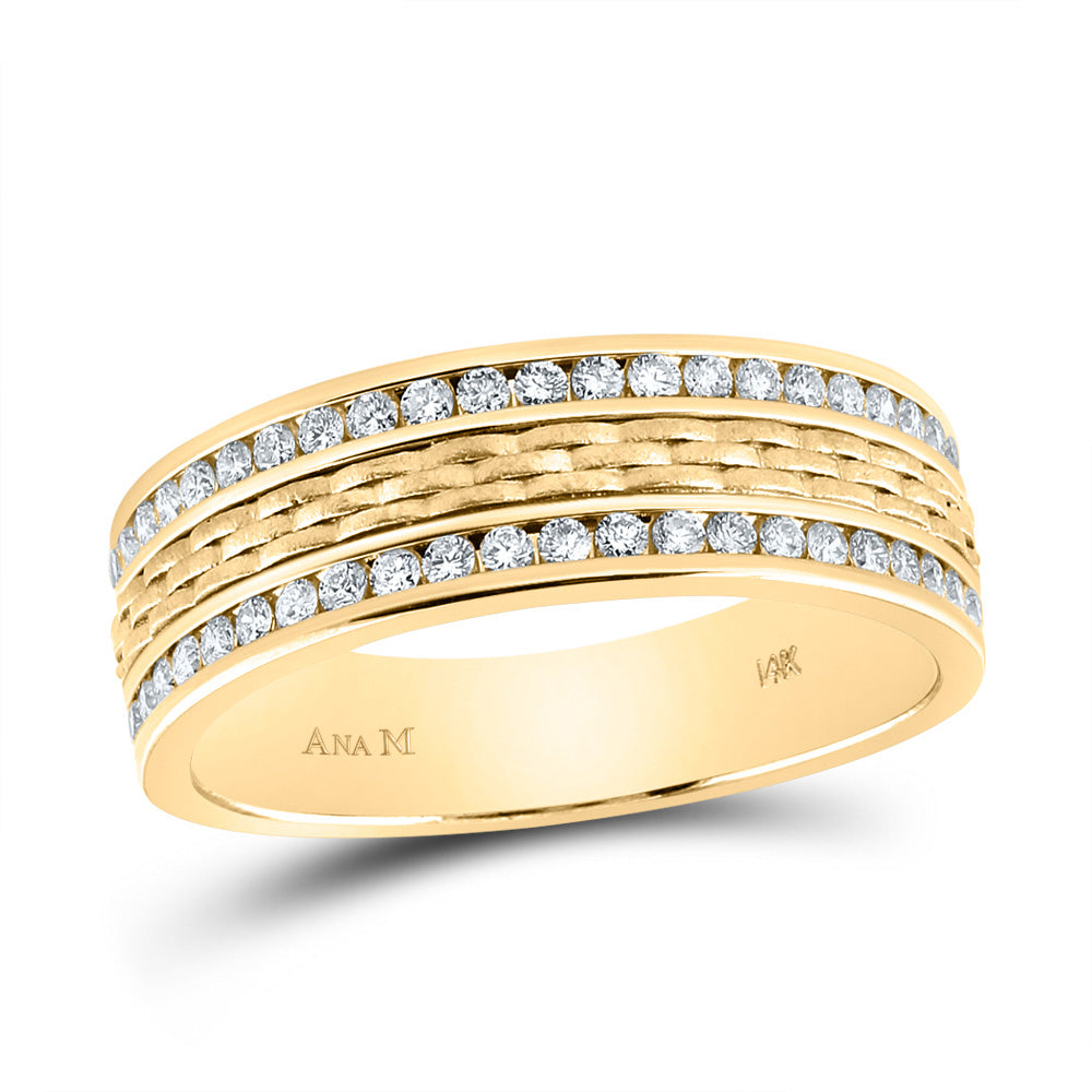 14kt Yellow Gold Mens Round Diamond Wedding Band Ring 1/2 Cttw