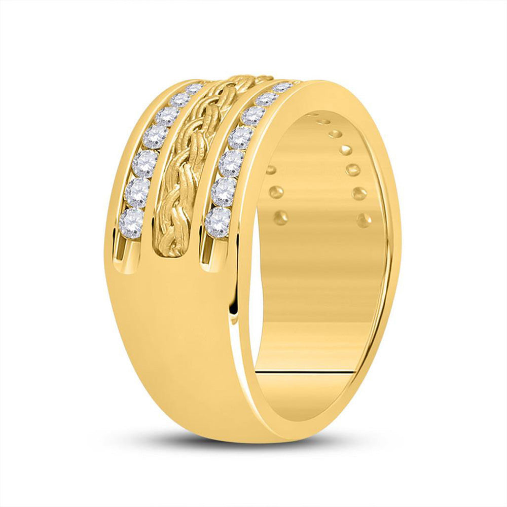 14kt Yellow Gold Mens Round Diamond Braid Wedding Band Ring 1 Cttw