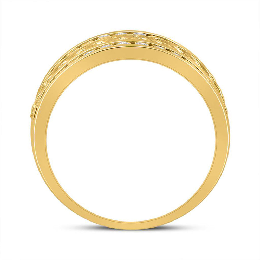 14kt Yellow Gold Mens Round Diamond Braid Wedding Band Ring 1 Cttw