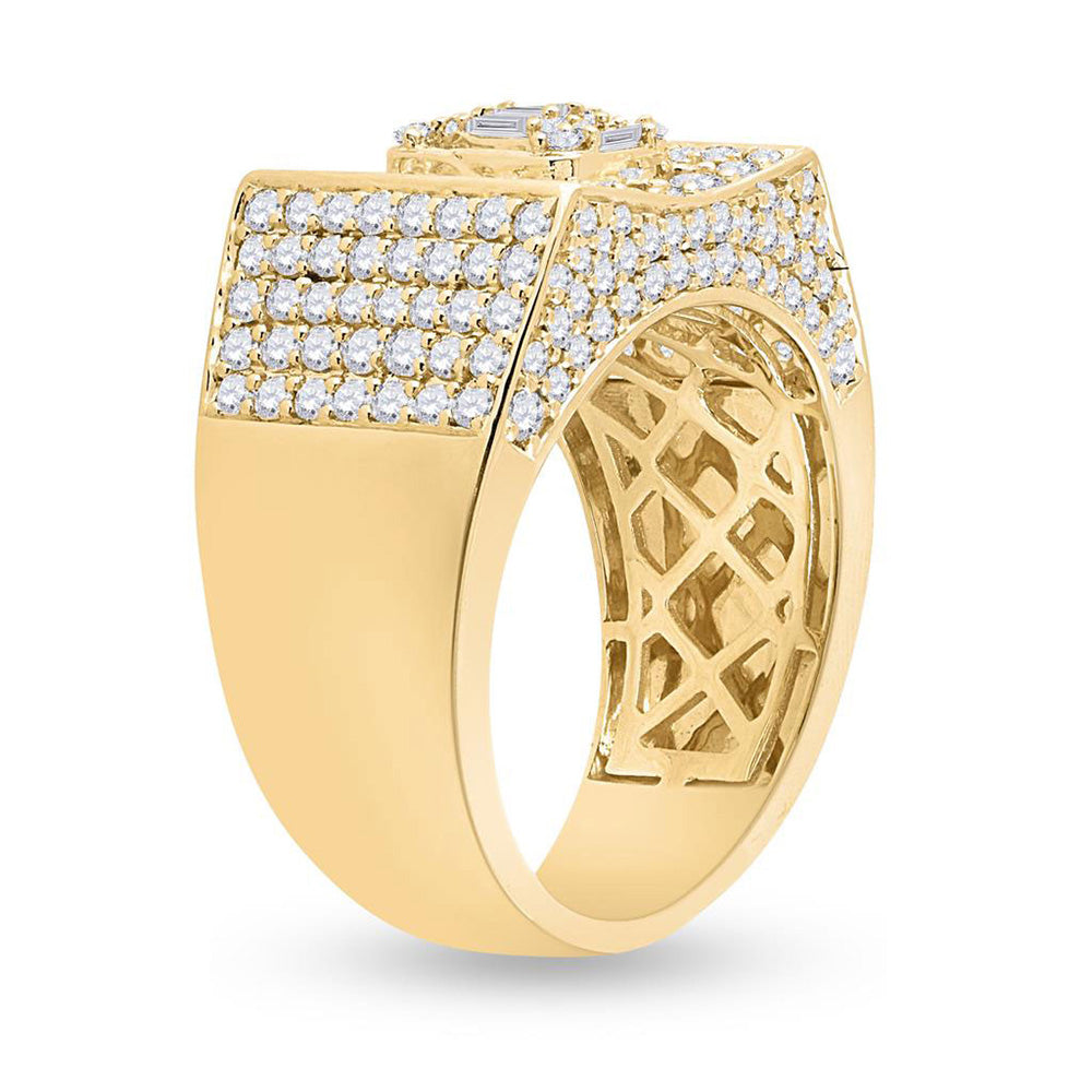 14kt Yellow Gold Mens Baguette Diamond Square Ring 2-3/4 Cttw