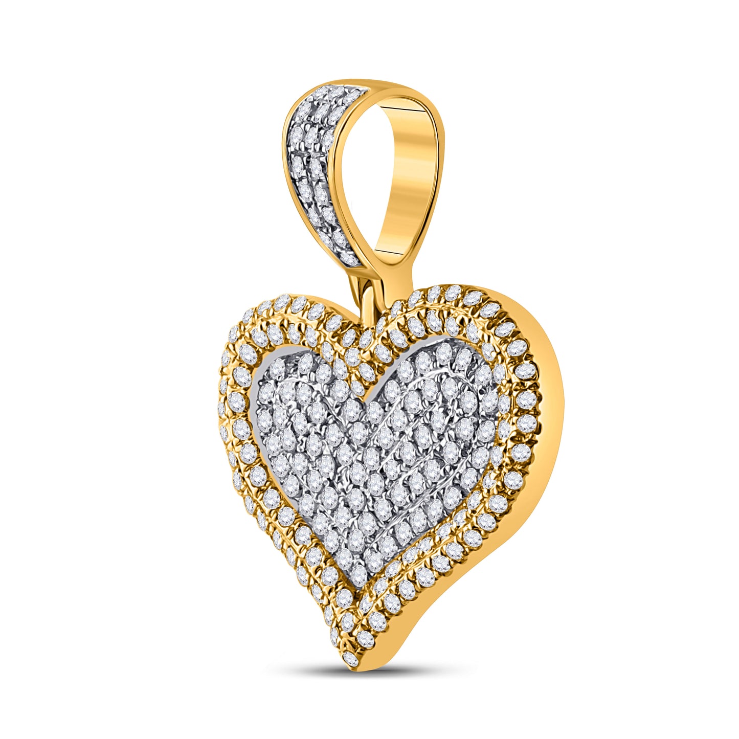 10kt Yellow Gold Mens Round Diamond Heart Charm Pendant 1/2 Cttw