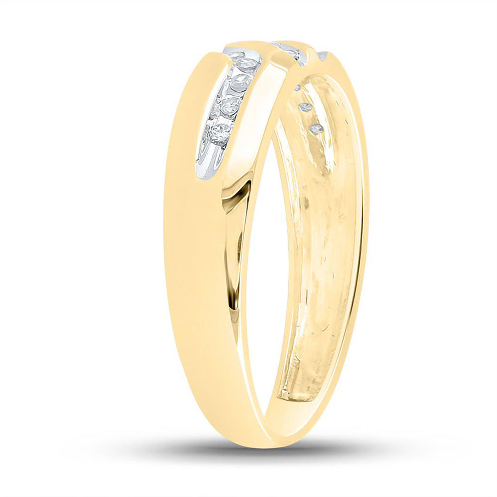 10kt Yellow Gold Mens Round Diamond Wedding Band Ring 1/8 Cttw