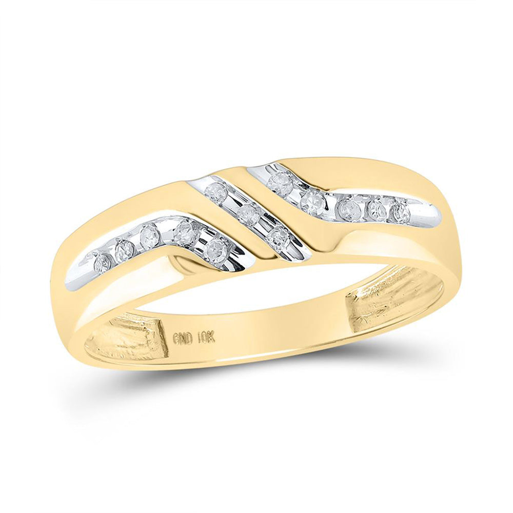 10kt Yellow Gold Mens Round Diamond Wedding Band Ring 1/8 Cttw