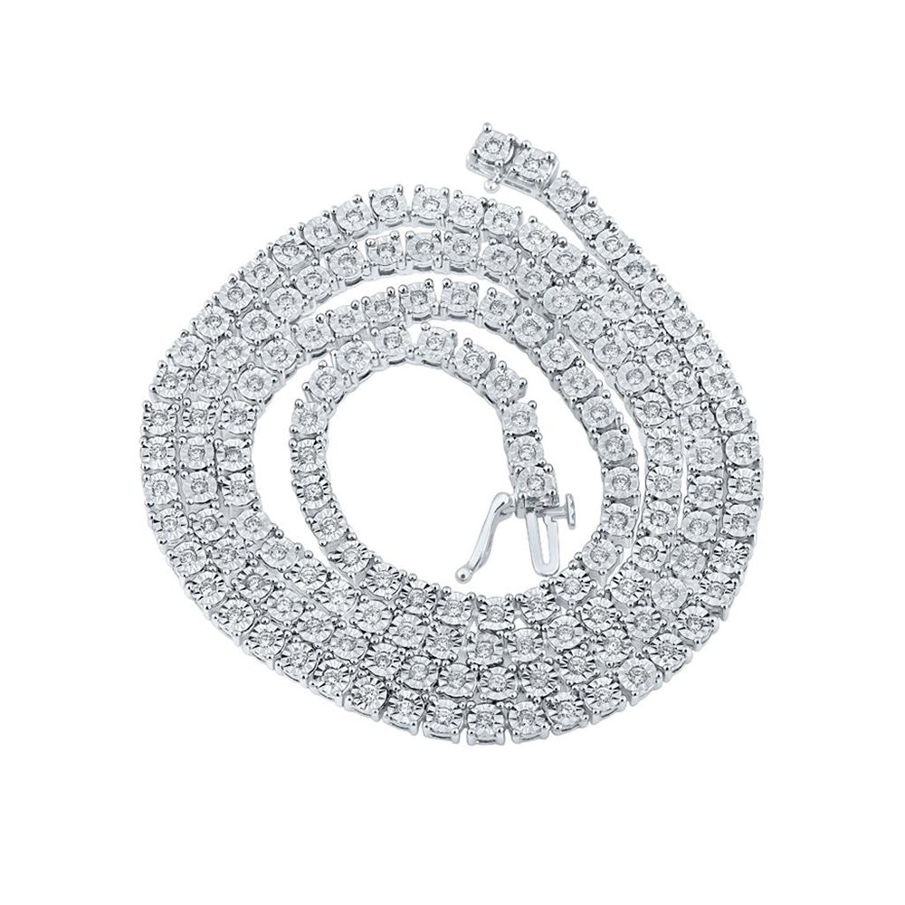 10kt White Gold Mens Round Diamond 22-inch Link Chain Necklace 3-1/4 Cttw