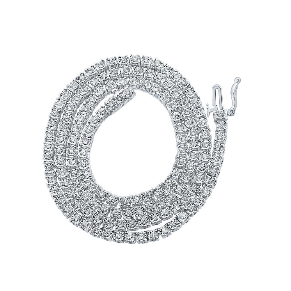 10kt White Gold Mens Round Diamond 18-inch Link Chain Necklace 2-3/4 Cttw