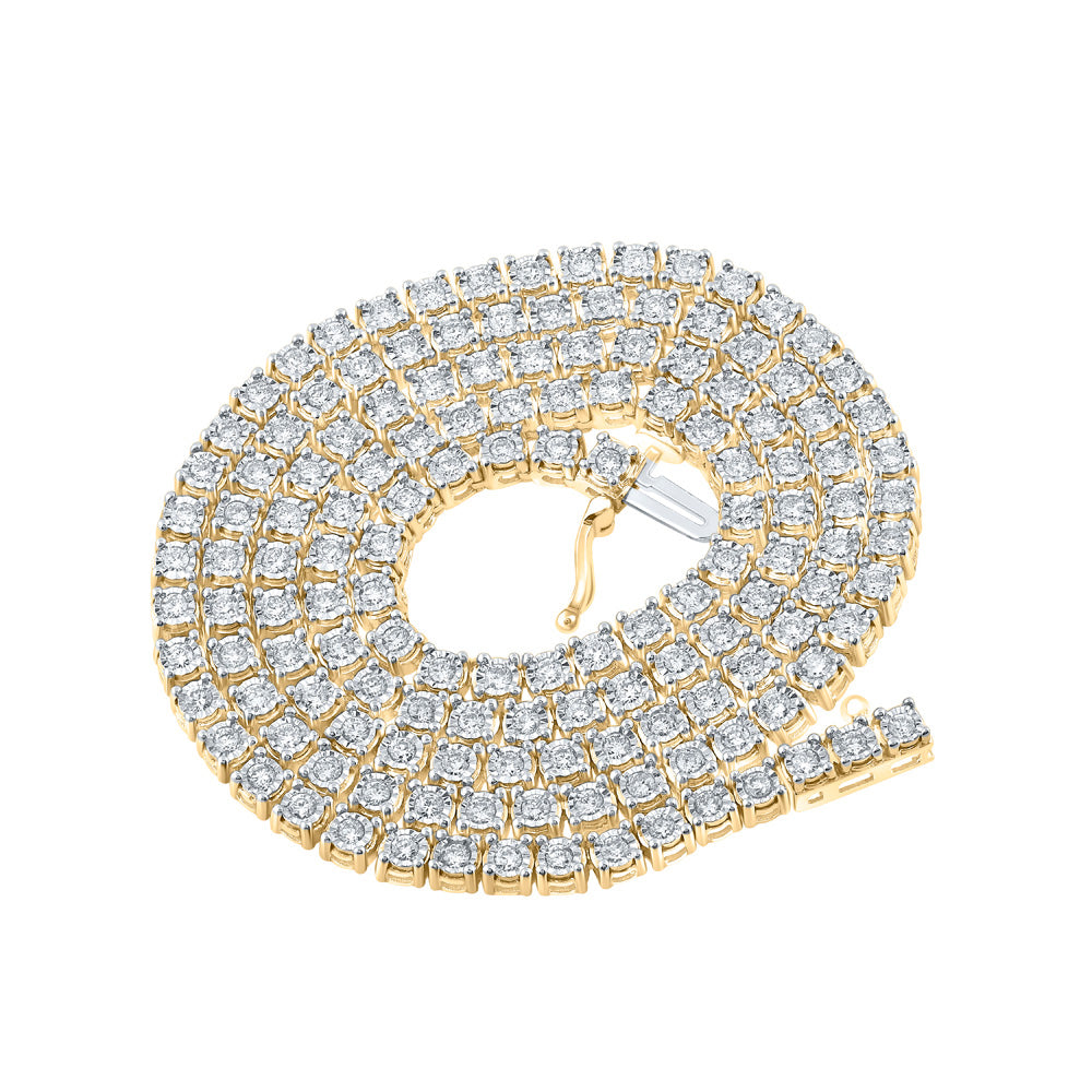 10kt Yellow Gold Mens Round Diamond 20-inch Link Chain Necklace 3-3/4 Cttw