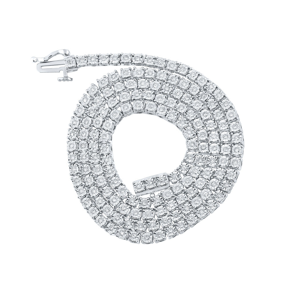 10kt White Gold Mens Round Diamond 18-inch Link Chain Necklace 1 Cttw