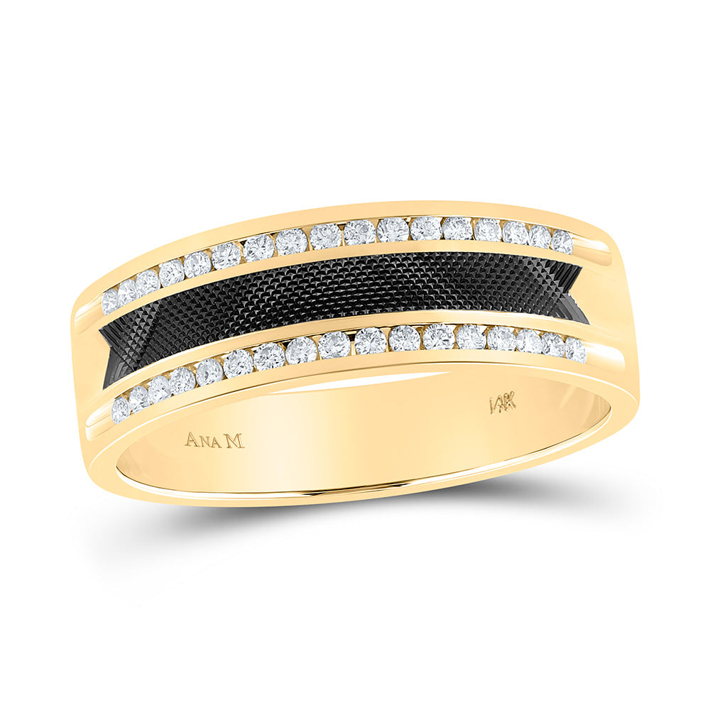 14kt Yellow Gold Mens Round Diamond Wedding Band Ring 1/4 Cttw