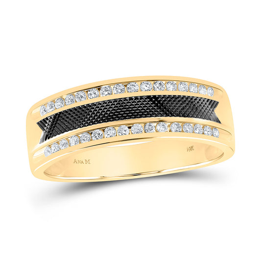 14kt Yellow Gold Mens Round Diamond Wedding Band Ring 1/3 Cttw