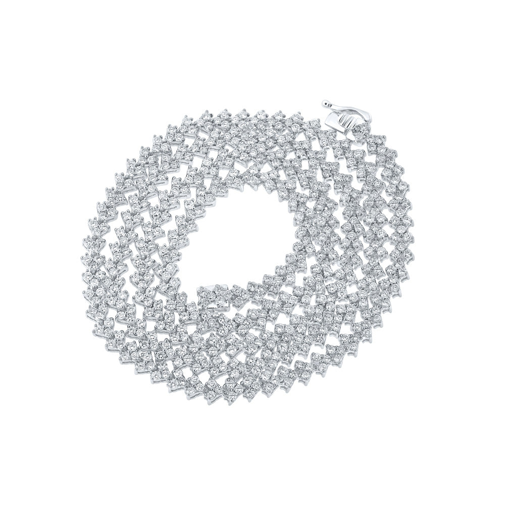 10kt White Gold Mens Round Diamond 22-inch Link Chain Necklace 8 Cttw