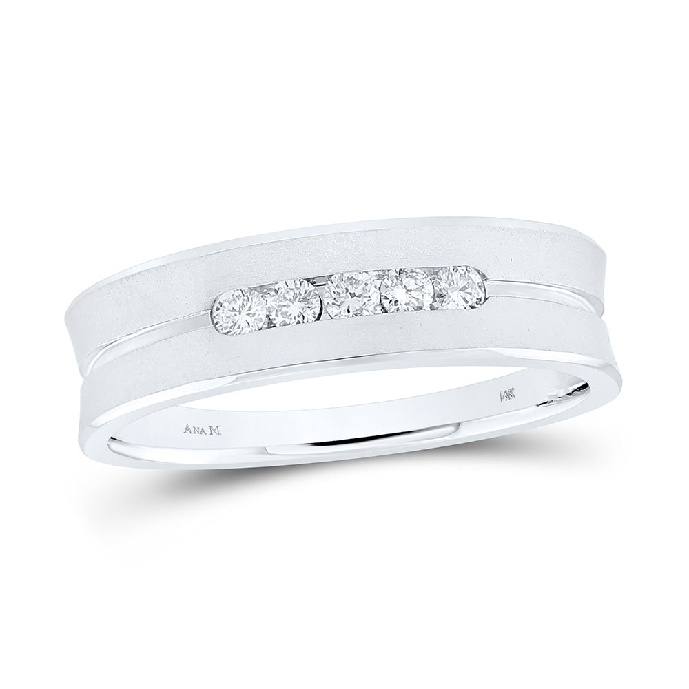 14kt White Gold Mens Round Diamond Wedding Band Ring 1/4 Cttw