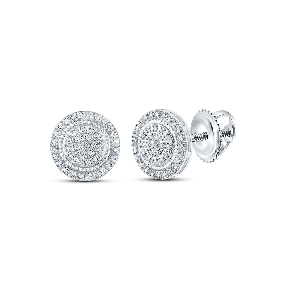 10kt White Gold Mens Round Diamond Circle Earrings 1/4 Cttw