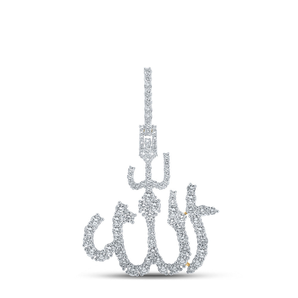 10kt Yellow Gold Mens Round Diamond Allah Islam Charm Pendant 2 Cttw