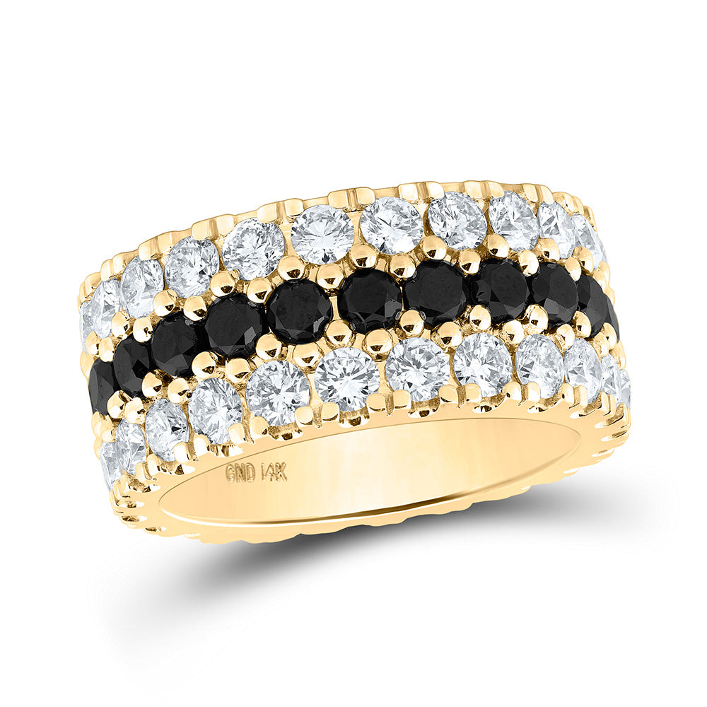 14kt Yellow Gold Mens Round Black Color Enhanced Diamond Eternity Band Ring 6-5/8 Cttw