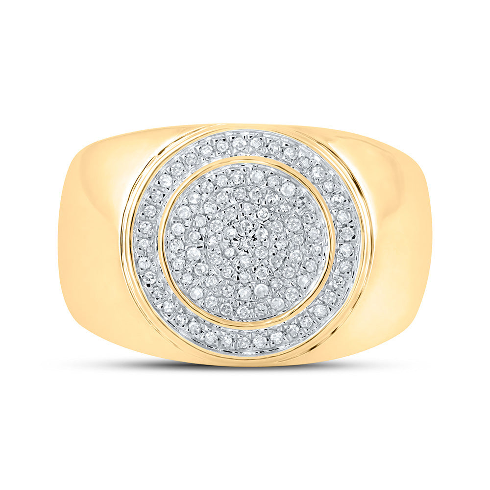 10kt Yellow Gold Mens Round Diamond Circle Ring 1/3 Cttw