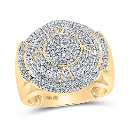 10kt Yellow Gold Mens Round Diamond Circle Ring 3/4 Cttw