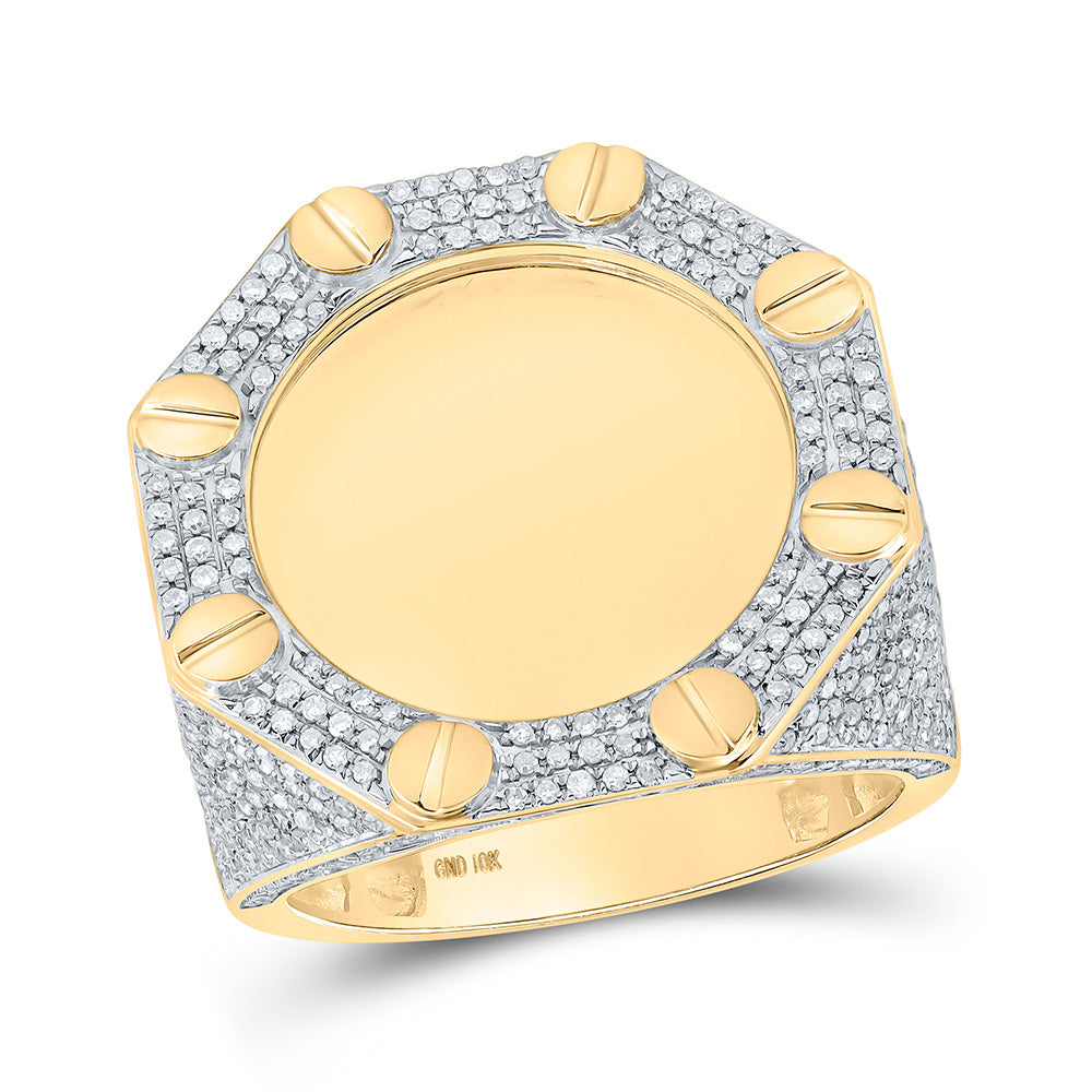 10kt Yellow Gold Mens Round Diamond Memory Circle Ring 1-5/8 Cttw