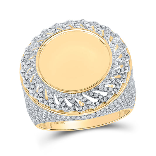 10kt Yellow Gold Mens Round Diamond Memory Circle Ring 1-5/8 Cttw