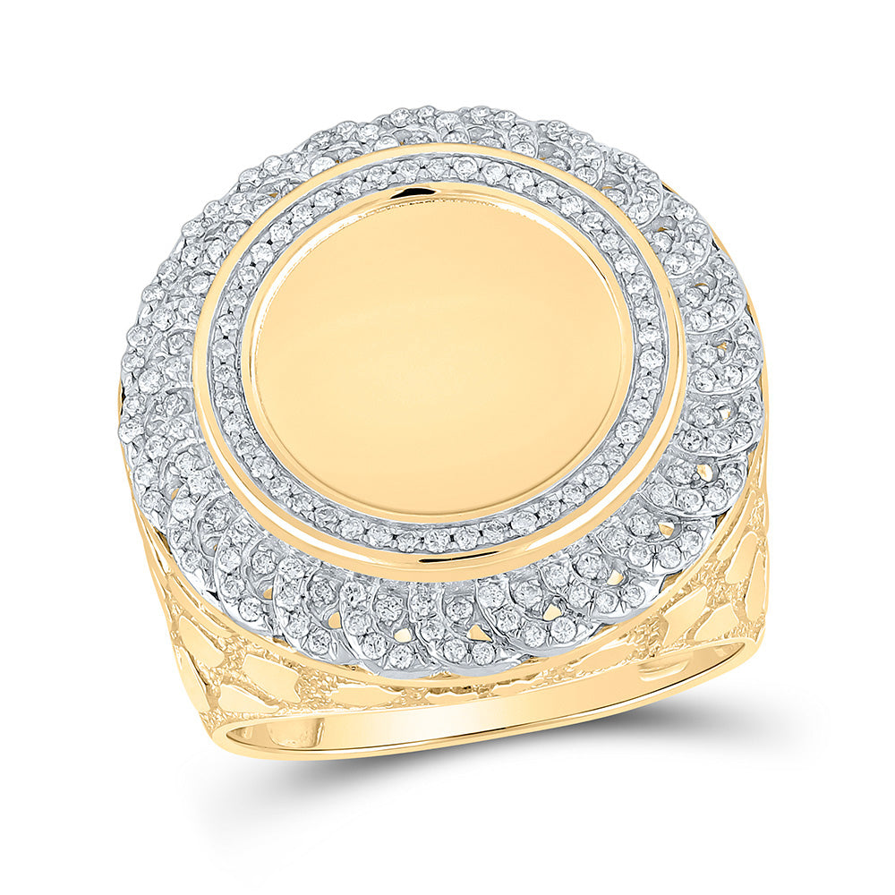 10kt Yellow Gold Mens Round Diamond Nugget Memory Circle Ring 5/8 Cttw
