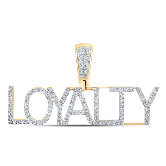 10kt Yellow Gold Mens Round Diamond Loyalty Charm Pendant 1/3 Cttw