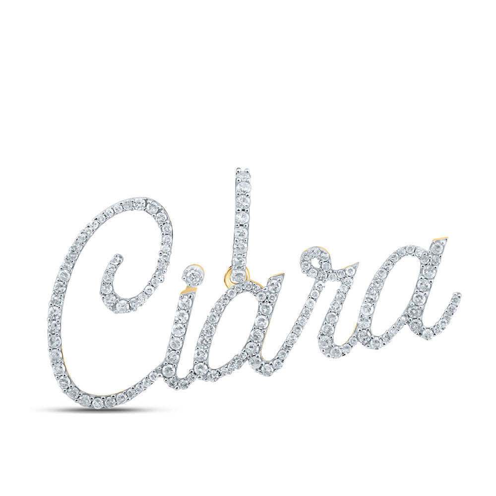 10kt Yellow Gold Mens Round Diamond Ciara Charm Pendant 3/4 Cttw