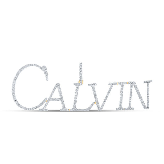 10kt Yellow Gold Mens Round Diamond CALVIN Name Charm Pendant 1-1/3 Cttw