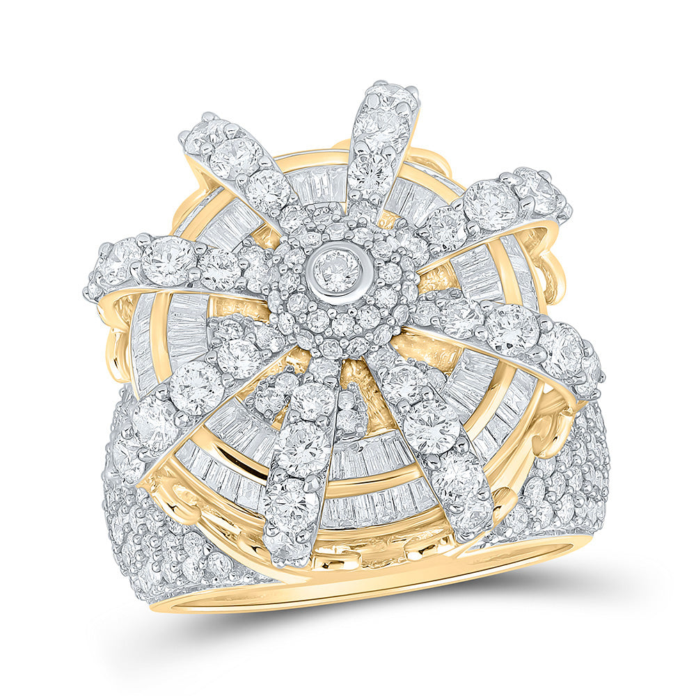 10kt Yellow Gold Mens Baguette Diamond Crown Ring 6-1/2 Cttw