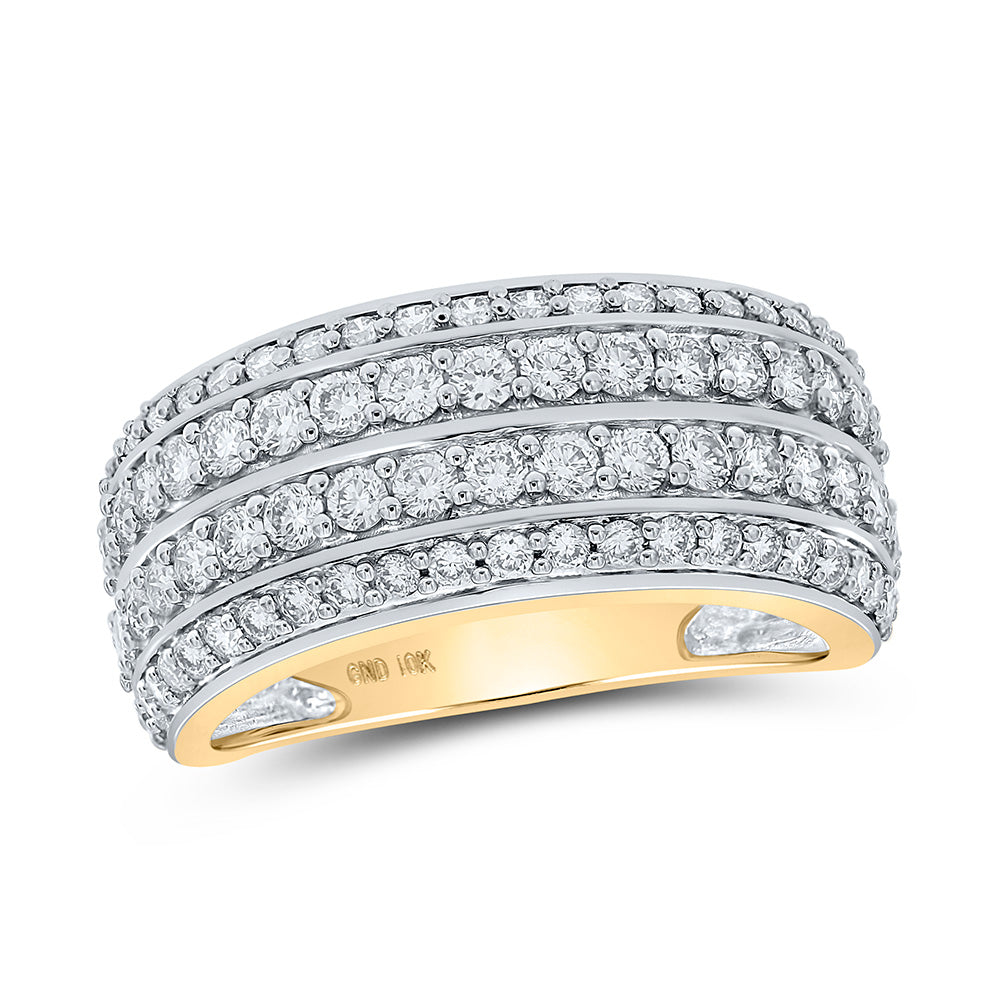 10kt Yellow Gold Mens Round Diamond Band Ring 2 Cttw