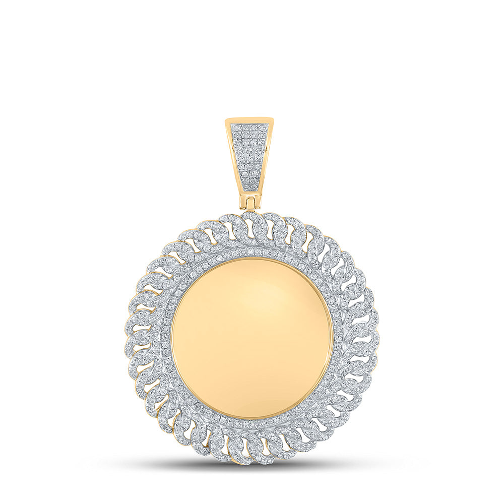 10kt Yellow Gold Mens Round Diamond Memory Circle Charm Pendant 1 Cttw