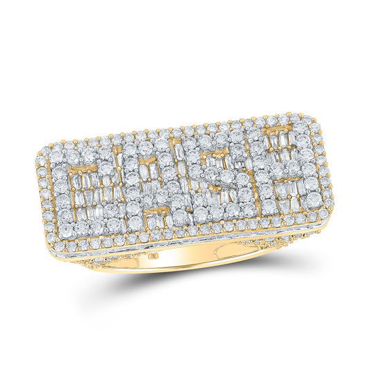 10kt Two-tone Gold Mens Baguette Diamond CASH Band Ring 6 Cttw