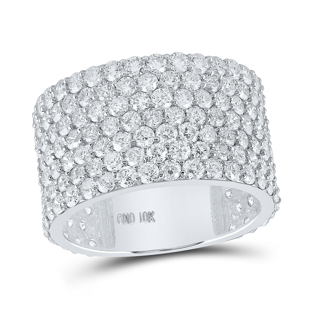 10kt White Gold Mens Round Diamond Pave 7-Row Band Ring 7-1/2 Cttw