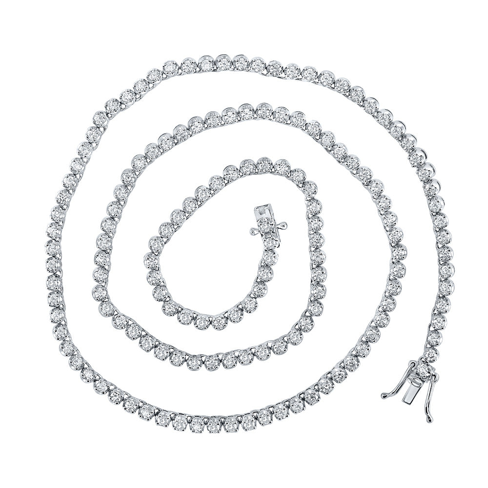 10kt White Gold Mens Round Diamond Tennis Chain Necklace 4-5/8 Cttw