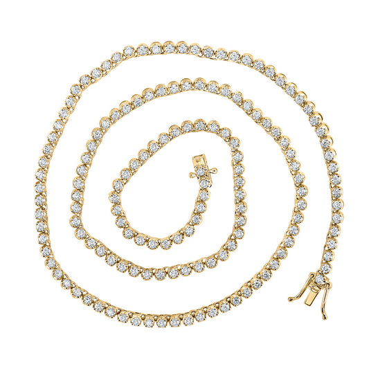 14kt Yellow Gold Mens Round Diamond 18-inch Tennis Chain Necklace 4-5/8 Cttw