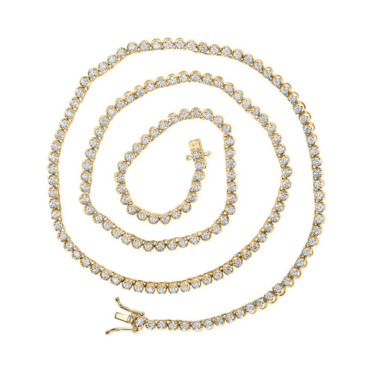 14kt Yellow Gold Mens Round Diamond 20-inch Tennis Chain Necklace 5 Cttw