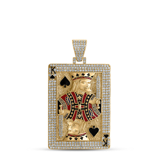 10kt Yellow Gold Mens Round Diamond King of Spades Card Charm Pendant 5 Cttw