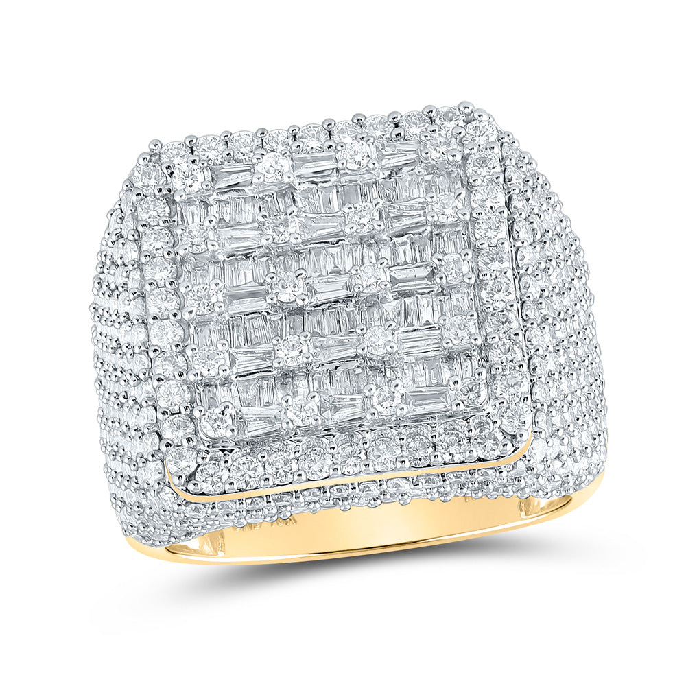 10kt Yellow Gold Mens Baguette Diamond Square Ring 4-5/8 Cttw
