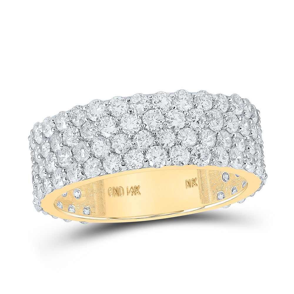 14kt Yellow Gold Mens Round Diamond 4-Row Pave Band Ring 4-1/4 Cttw