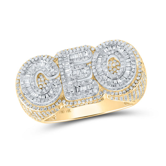 14kt Two-tone Gold Mens Baguette Diamond CEO Band Ring 2 Cttw