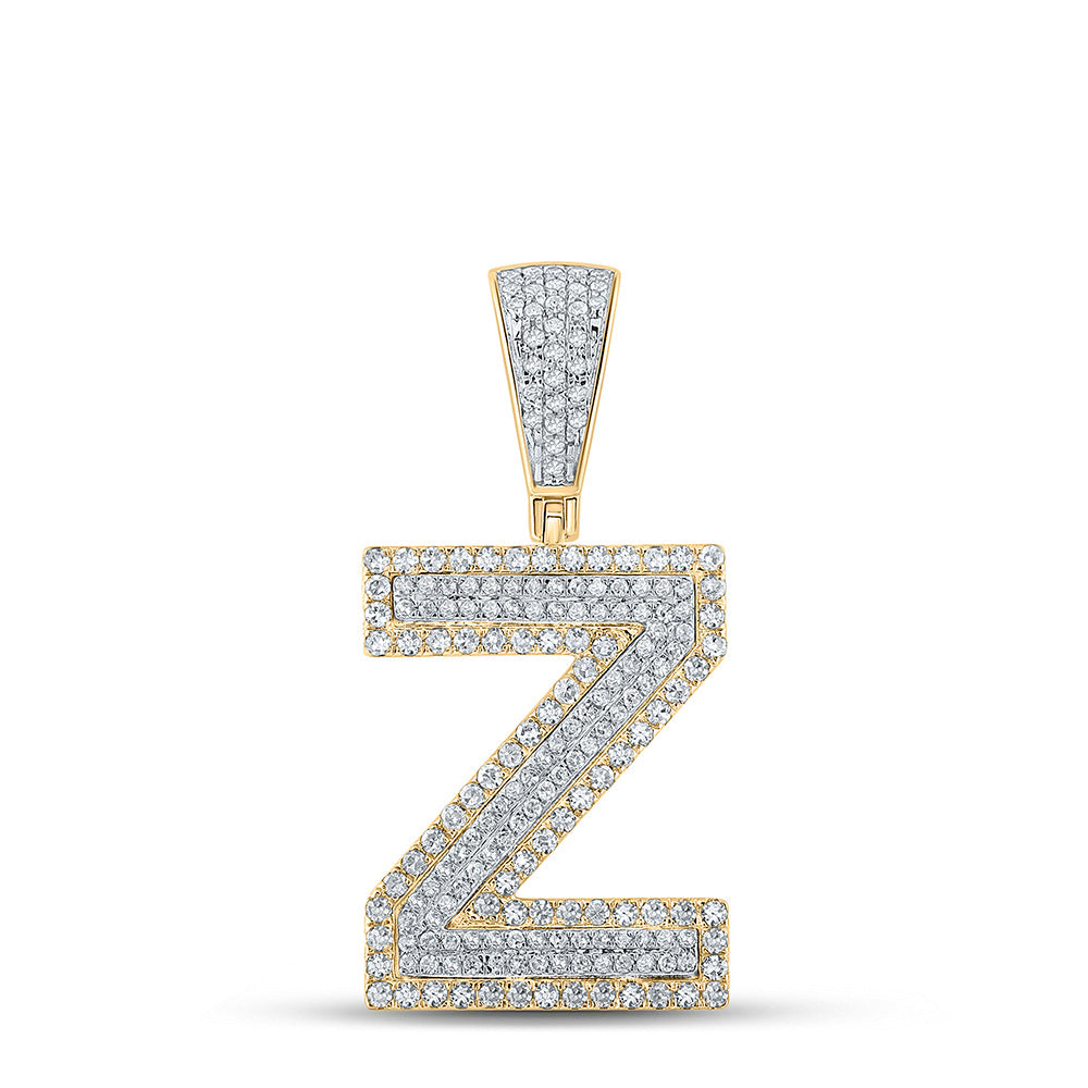 14kt Two-tone Gold Mens Round Diamond Z Initial Letter Charm Pendant 3/4 Cttw