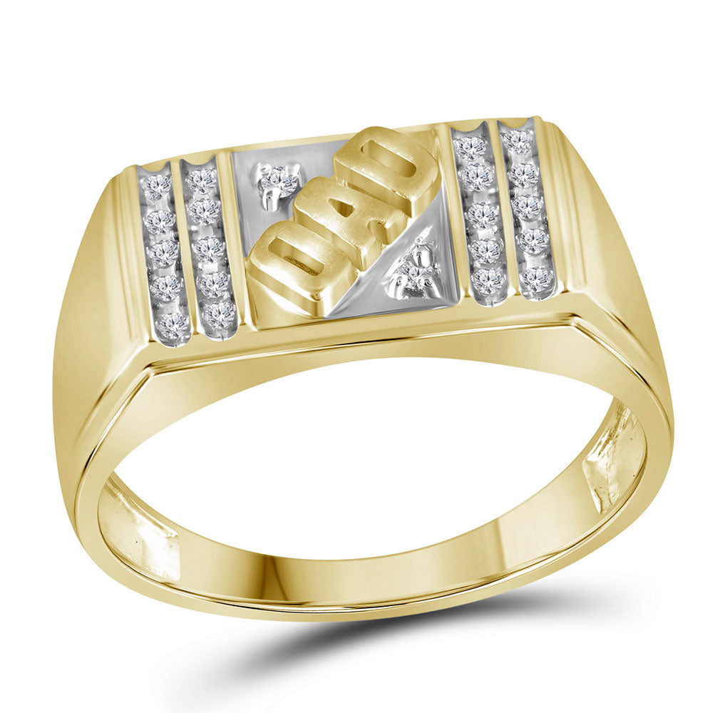 10kt Yellow Gold Mens Round Diamond Dad Father Ring 1/8 Cttw