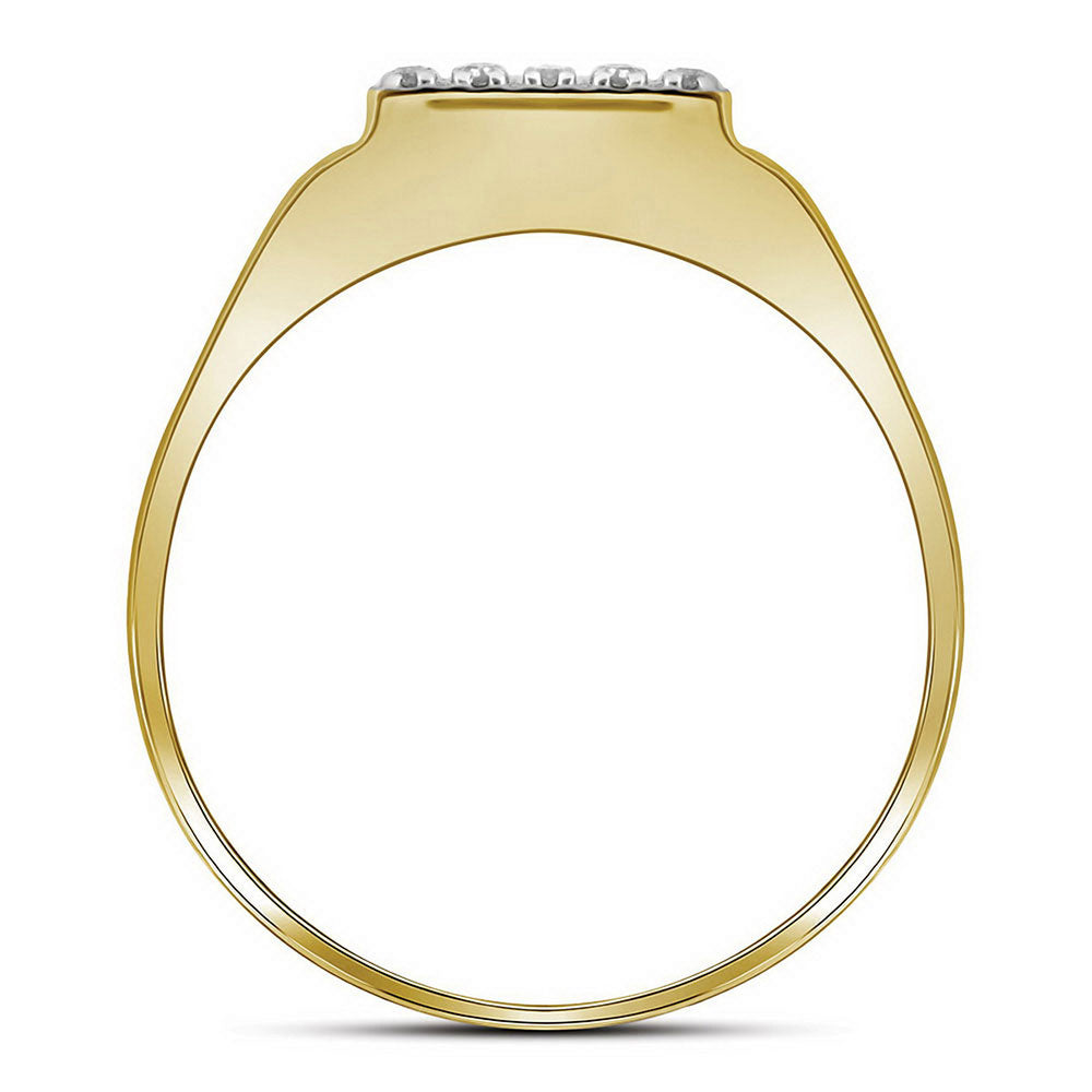 10kt Two-tone Gold Mens Round Diamond Square Ring 1/8 Cttw
