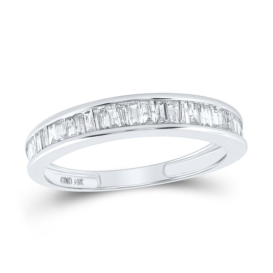 14kt White Gold Womens Baguette Diamond Wedding Band 1/2 Cttw