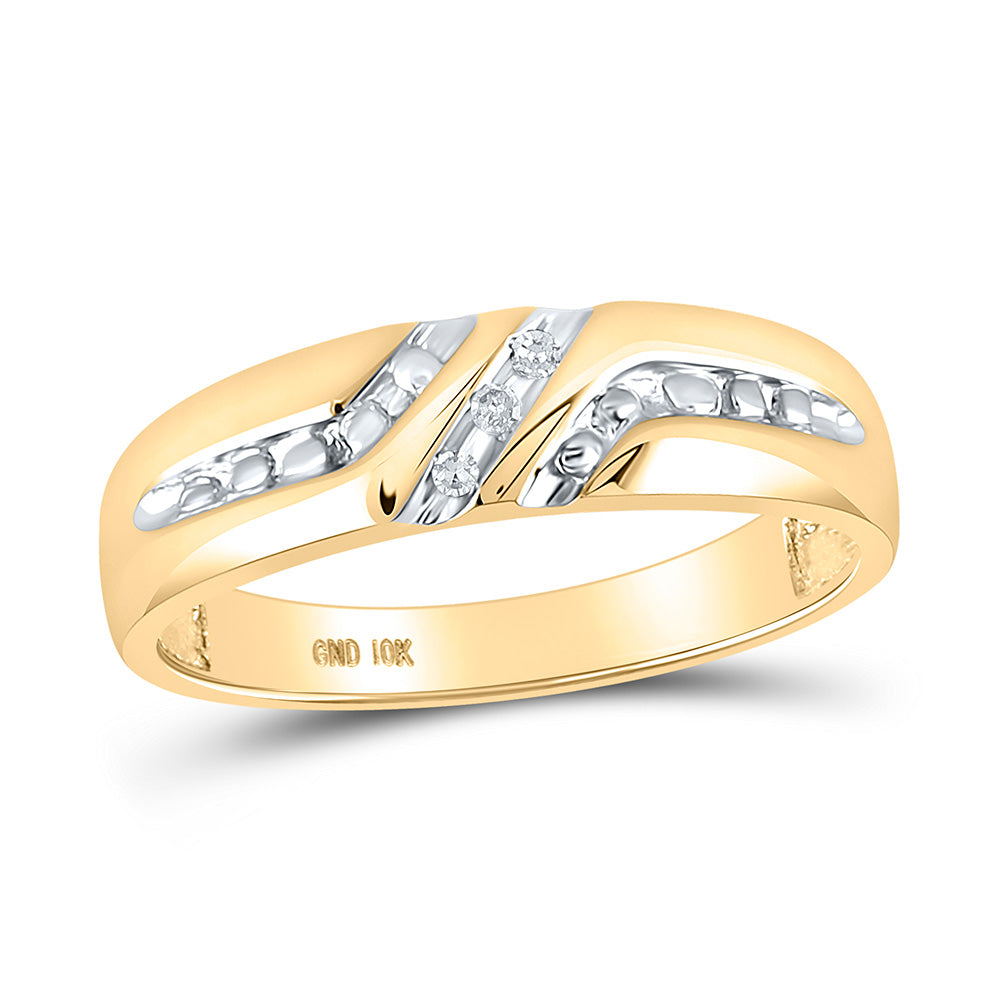 10kt Yellow Gold Mens Round Diamond Wedding Band Ring .03 Cttw