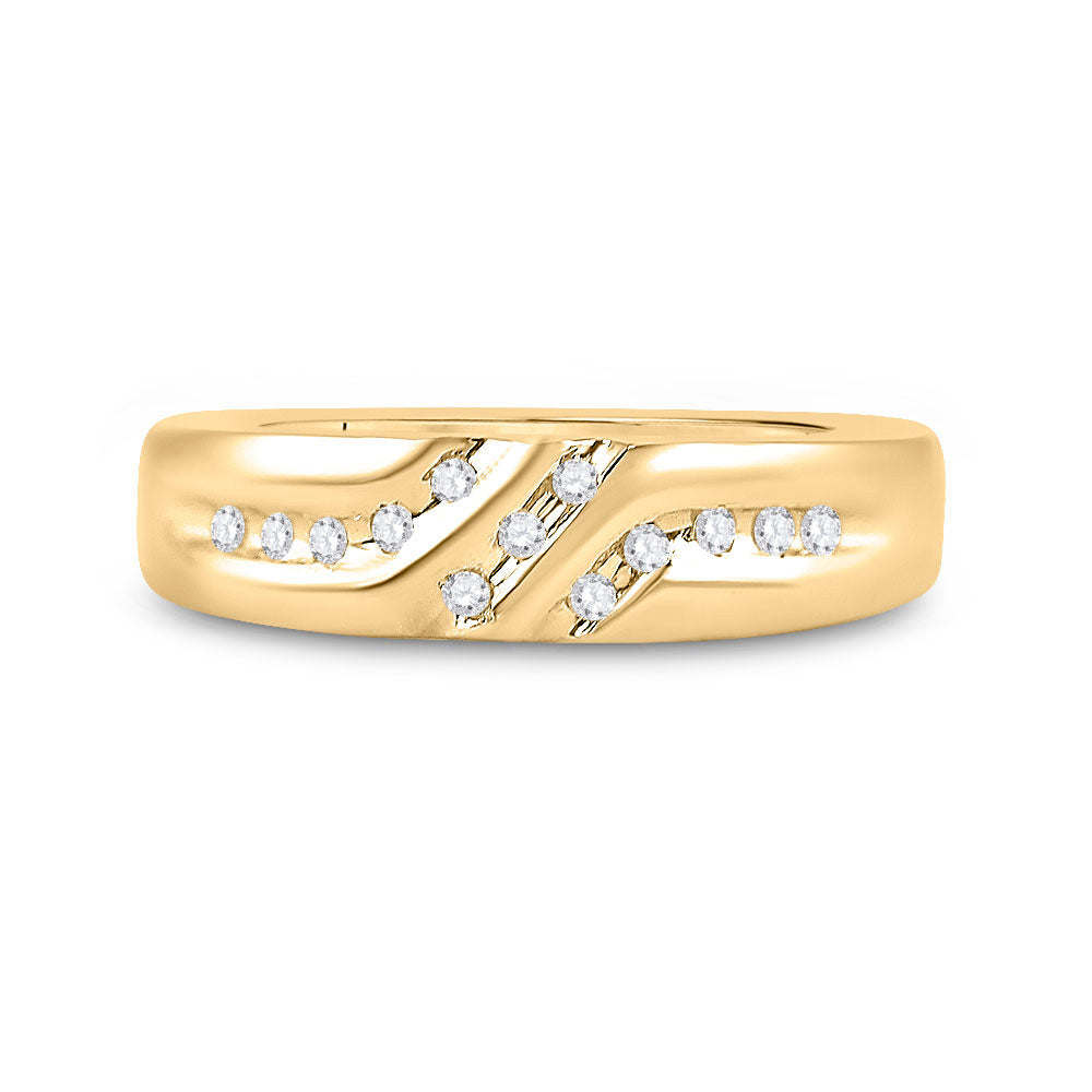 14kt Yellow Gold Mens Round Diamond Wedding Band Ring 1/8 Cttw