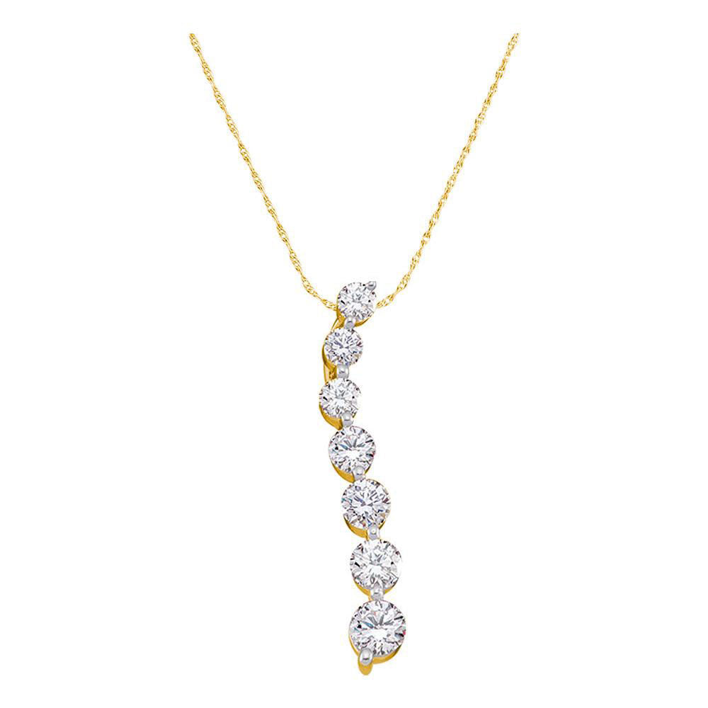 14kt Yellow Gold Womens Round Diamond Journey Pendant 1/2 Cttw