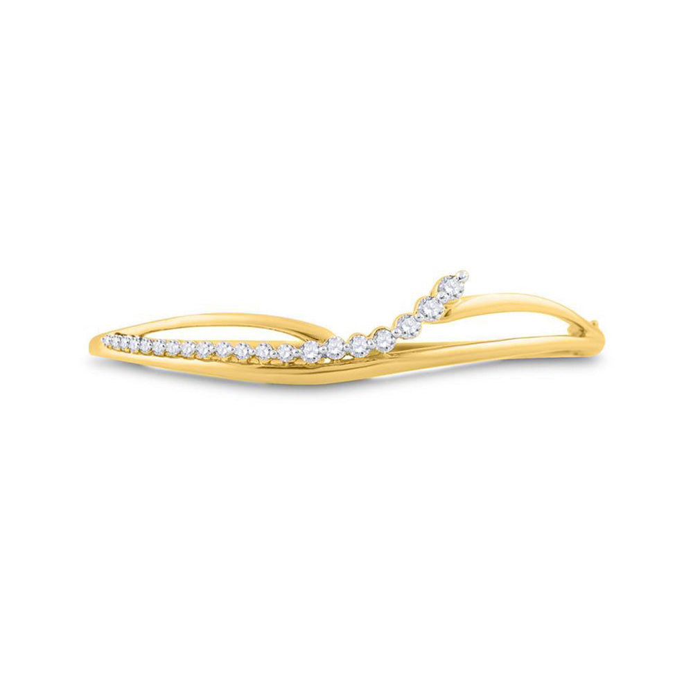 14kt Yellow Gold Womens Round Diamond Graduated Journey Bangle Bracelet 1 Cttw