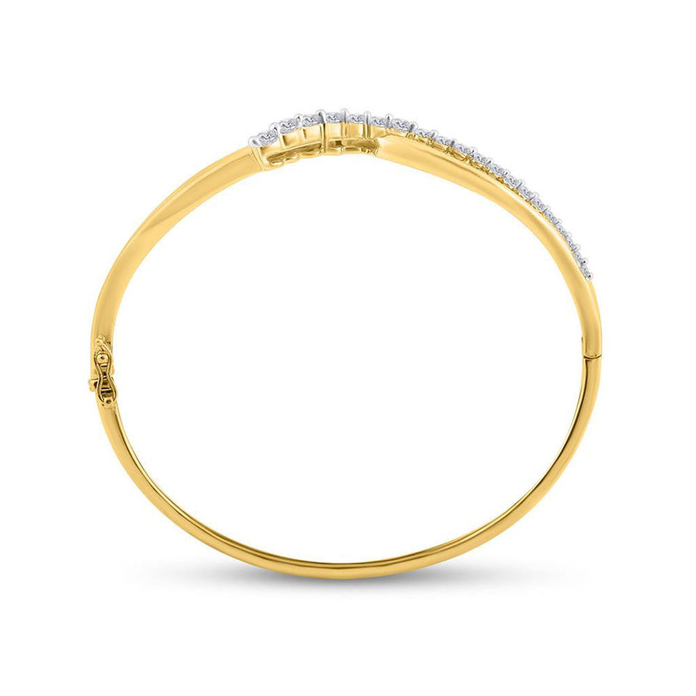 14kt Yellow Gold Womens Round Diamond Graduated Journey Bangle Bracelet 1 Cttw