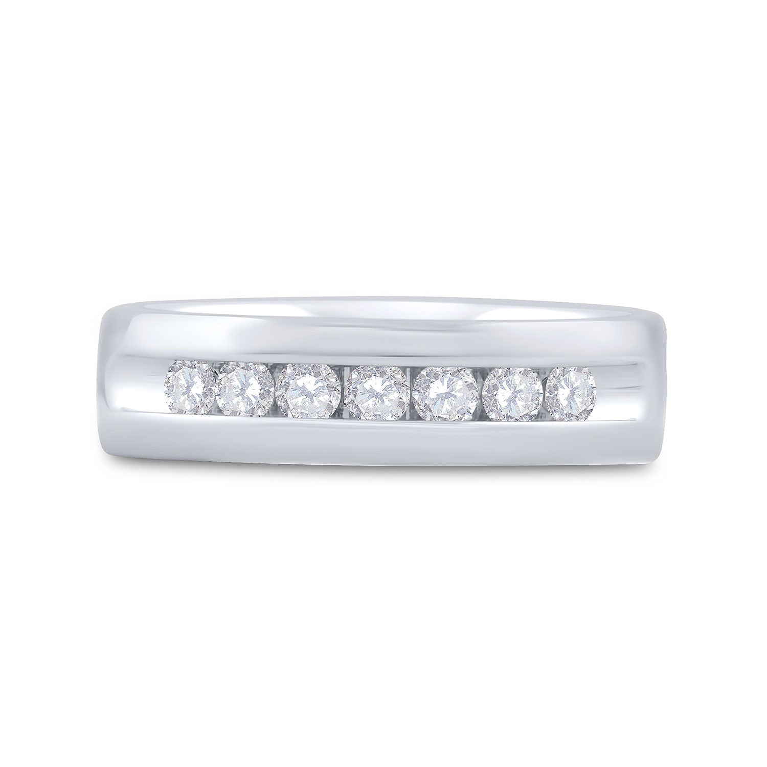 14kt White Gold Mens Round Diamond Wedding Single Row Band Ring 1/2 Cttw