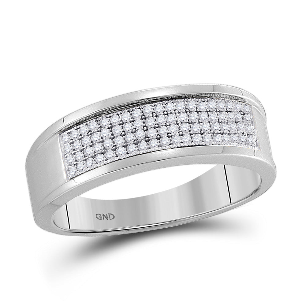 10kt White Gold Mens Round Diamond Wedding Band Ring 1/4 Cttw